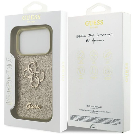 Guess Fixed Glitter Big 4G - Pouzdro pro iPhone 17 Pro (zlatý)