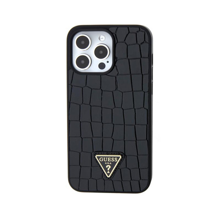 Guess Croco Triangle Metal Logo - iPhone 15 Pro Max Case (black)