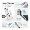 Speck Presidio Perfect-Clear Grip ClickLock & Magsafe - Coque pour iPhone 15 (Transparente / Finition chromée / Argent Serein)