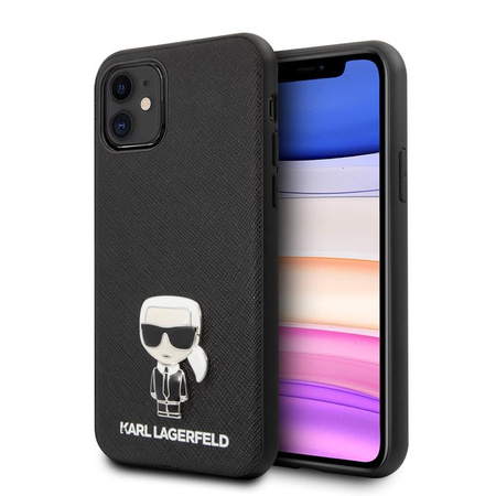 Karl Lagerfeld Saffiano with Pin Ikonik - iPhone 11 Case (black)