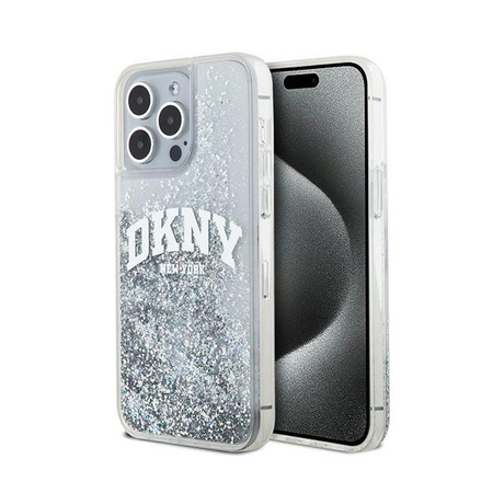 DKNY Liquid Glitter Big Logo - pouzdro pro iPhone 15 Pro Max (bílé)