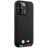 BMW Leather Hot Stamp Tricolor - Étui pour iPhone 14 Pro (Noir)