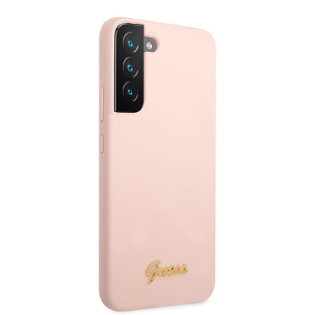 Guess Silicone Script Metal Logo - Etui Samsung Galaxy S22+ (rose)