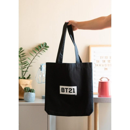 BT21 - Sac à provisions en tissu 28x40 cm (Noir)