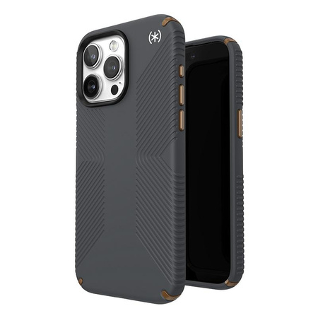 Speck Presidio2 Grip - iPhone 15 Pro Max Tasche (Holzkohle Grau / Cool Bronze / Weiß)