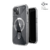 Speck Presidio Lux Grip ClickLock & MagSafe - Coque iPhone 16e / iPhone 15 / iPhone 14 / iPhone 13 (Transparent / Platinium Glitter / Chrome Finish / Serene Silver)
