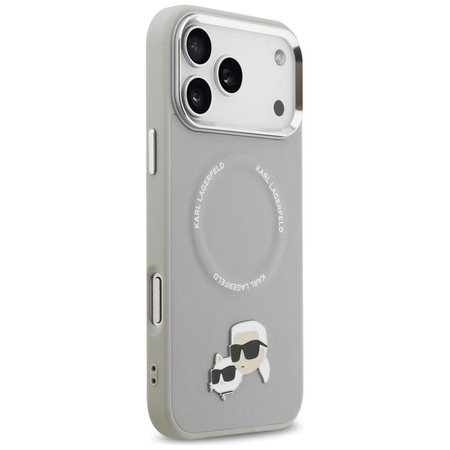 Karl Lagerfeld Karl & Choupette Pins MagSafe - Pouzdro pro iPhone 17 Pro (šedé)