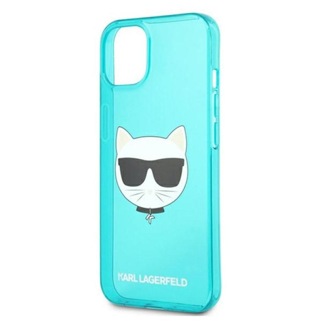 Karl Lagerfeld Choupette Head - pouzdro pro iPhone 13 (fluo modrá)