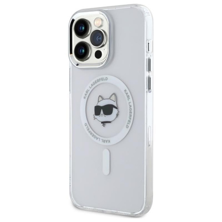 Karl Lagerfeld IML Metal Choupette Head MagSafe - Hülle für iPhone 14 Pro Max (weiß)