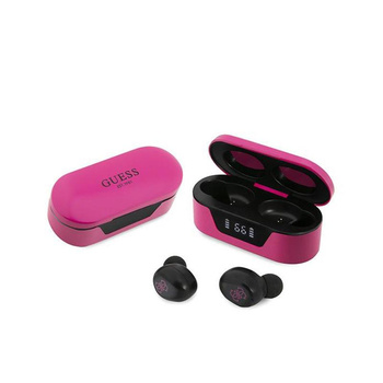 Guess True Wireless Earphones BT5.0 5H - TWS sluchátka + nabíjecí pouzdro (purpurová)