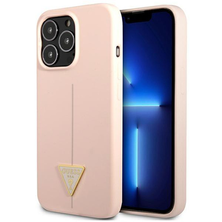 Guess szilikon háromszög logó - iPhone 13 Pro Max tok (rózsaszín)