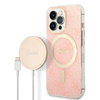 Guess Bundle Pack MagSafe 4G - pouzdro MagSafe pro iPhone 13 Pro Max + sada nabíječky (růžová/zlatá)