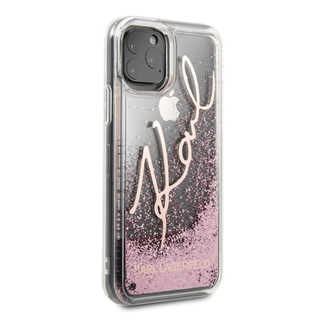 Karl Lagerfeld Signature Glitter Case - Coque iPhone 11 Pro Max (Rose Gold)