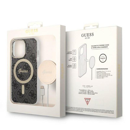 Guess Bundle Pack MagSafe 4G - pouzdro MagSafe pro iPhone 13 Pro + sada nabíječky (černá/zlatá)