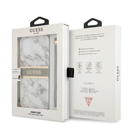 Guess Marble Strap - pouzdro pro iPhone 13 Pro Max (šedé)