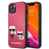 Karl Lagerfeld PU-Leder mit Karl & Choupette-Prägung - iPhone 13 Tasche (fuchsia)
