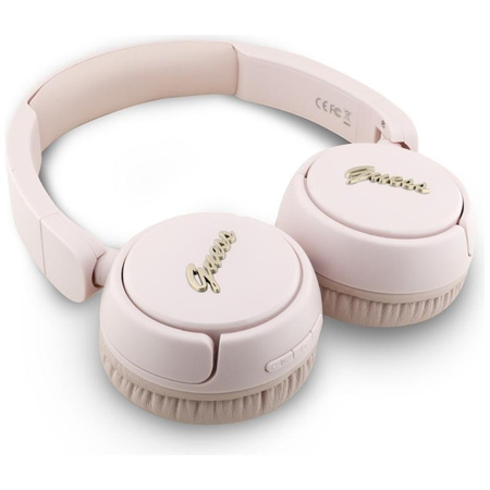 Guess Metal Logo Script - Écouteurs intra-auriculaires sans fil Bluetooth V5.3 (rose)