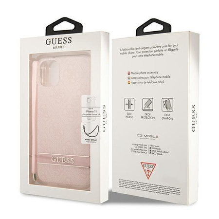 Guess 4G Print Cord - Case with lanyard iPhone 11 (Pink)
