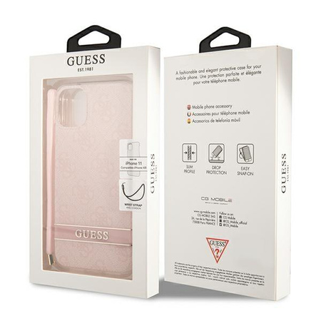 Guess 4G nyomtatott zsinór - tok zsinórral iPhone 11 (rózsaszín)