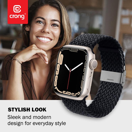 Crong Wave Band - Pletený řemínek pro Apple Watch 44/45/46/49 mm (grafitová)