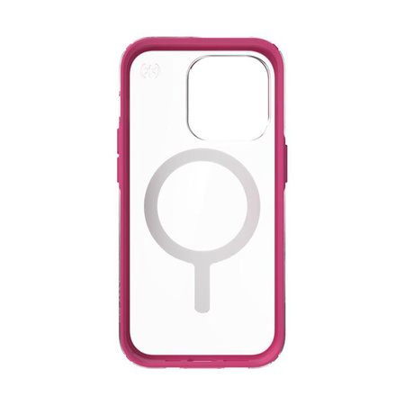Speck Presidio Perfect-Clear avec Impact Geometry + MagSafe - Coque pour iPhone 14 Pro avec revêtement MICROBAN (transparent / rose digital)