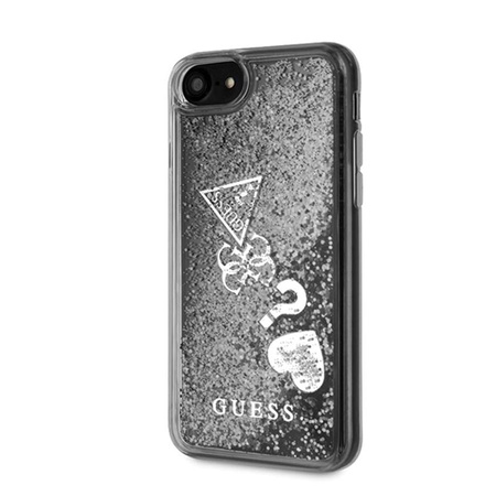 Guess Liquid Glitter Hearts - pouzdro pro iPhone SE 2020 / 8 / 7 (stříbrné)