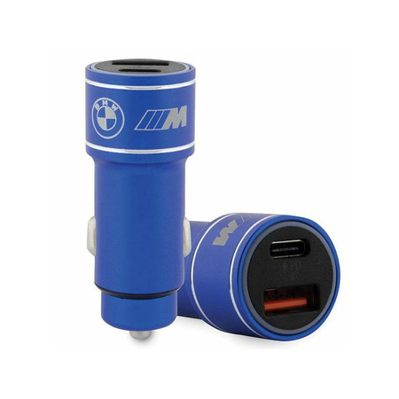 BMW M Edition - Chargeur de voiture Fast Charge USB-C & USB-A PD 18W + QC 3.0 18W (bleu)
