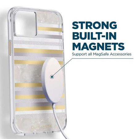 Case-Mate Pearl Stripes MagSafe - Hülle verziert mit Perlmutt für iPhone 14 Plus (Pearl Stripes)