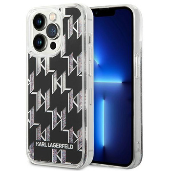 Karl Lagerfeld Monogram Liquid Glitter - iPhone 14 Pro Max Tasche (schwarz)
