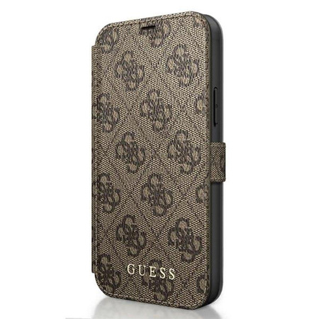 Guess Booktype 4G Charms Collection - Coque pour iPhone 12 Pro Max avec porte-cartes (marron)