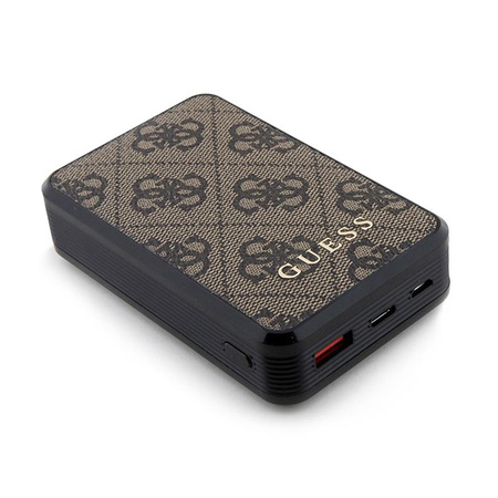 Guess 4G bőr fém logós - Power Bank 10000 mAh 18W (barna)