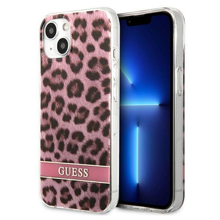Guess Leopard Electro Stripe - iPhone 13 Tasche (Rosa)