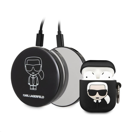 Karl Lagerfeld Bundle Ikonik - Sada pouzder pro Apple Airpods 1 / 2 + Power Bank se zrcátkem