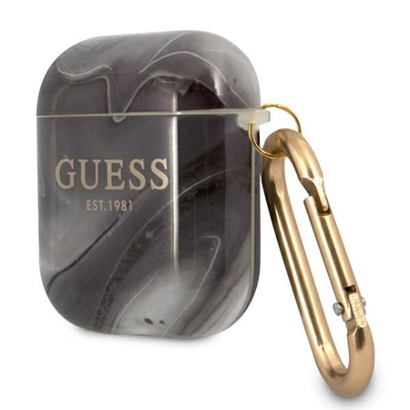 Guess Marble Est. - Étui Airpods (noir)