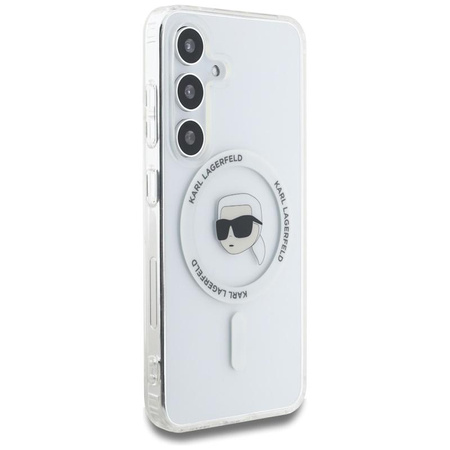 Karl Lagerfeld Taste Karl Kopf gedruckt Logo MagSafe - Samsung Galaxy S25 Fall (weiß)
