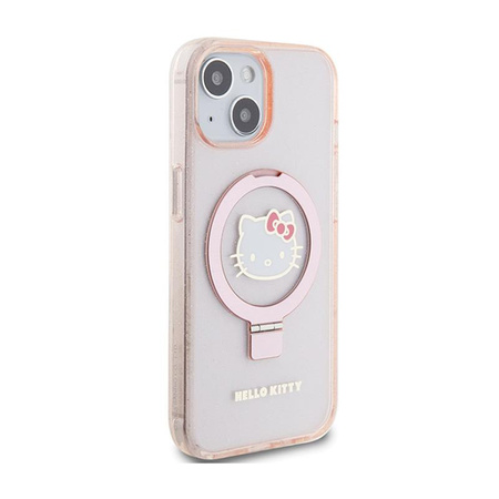 Hello Kitty Ring Stand Glitter Electrop Logo MagSafe - iPhone 15 / 14 / 13 Case (pink)