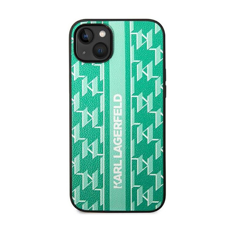 Karl Lagerfeld Monogram Stripe - Coque pour iPhone 14 Plus (vert)