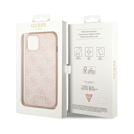 Guess 4G Metal Gold Logo - Coque pour iPhone 14 (rose)