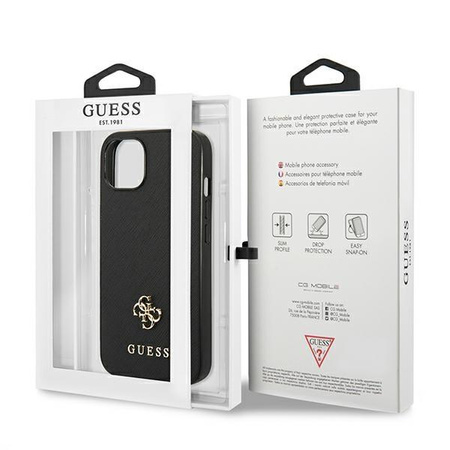 Guess Saffiano 4G Small Metal Logo – Etui iPhone 13 mini (czarny)