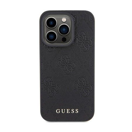 Guess Leather 4G Stamped - iPhone 15 Pro Max Case (black)