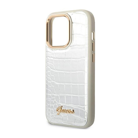 Guess Croco Collection - iPhone 14 Pro tok (ezüst)