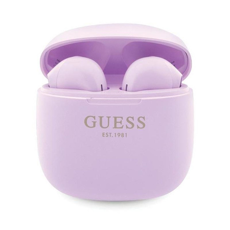 Guess True Wireless Script Logo BT5.3 - Słuchawki TWS + etui ładujące (fioletowy)