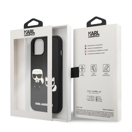 Karl Lagerfeld Ikonik 3D Karl & Choupette - Coque iPhone 14 Plus (noir)