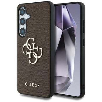 Guess Grained Big 4G Logo Small Classic Logo - Case for Samsung Galaxy S25+ (brown)