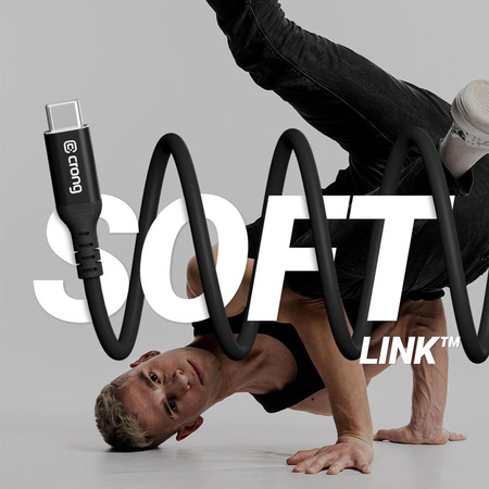 Crong Soft Link - 100W PD 5A USB-C és USB-C 200cm-es kábel (fekete)