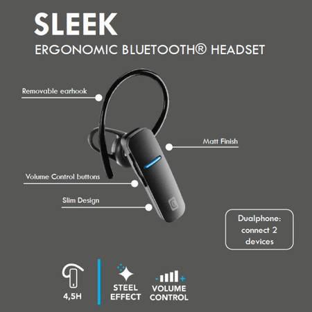Cellularline Sleek - Universelles Bluetooth V5.3 Mobilteil für bis zu 2 Geräte gleichzeitig (schwarz)