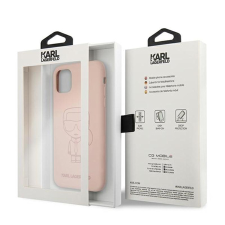 Karl Lagerfeld Silicone Ikonik Outline - Coque iPhone 11 (rose)