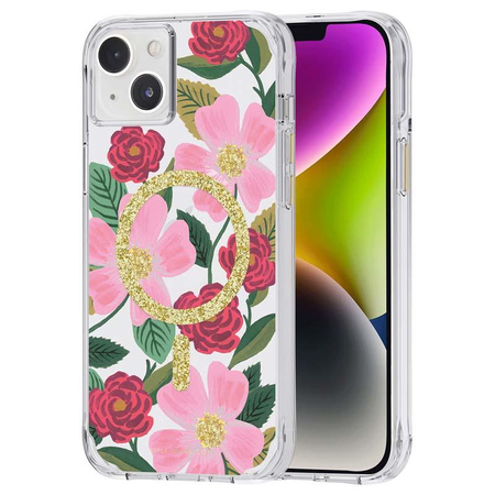 Rifle Paper Clear MagSafe - iPhone 14 Plus tok arany színben (Rose Garden)