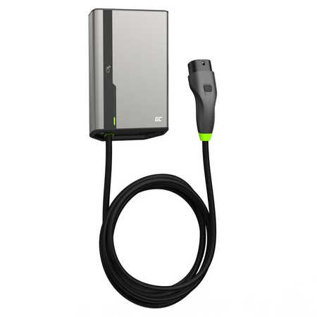 Green Cell - HabuDen Wallbox 22kW 32A 7.5m Type 2 charger for EV charging with GC Bluetooth WiFi NFC app