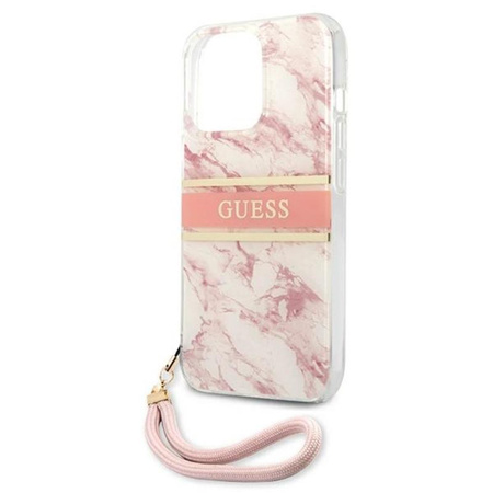 Guess Marble Strap - Coque iPhone 13 Pro (rose)